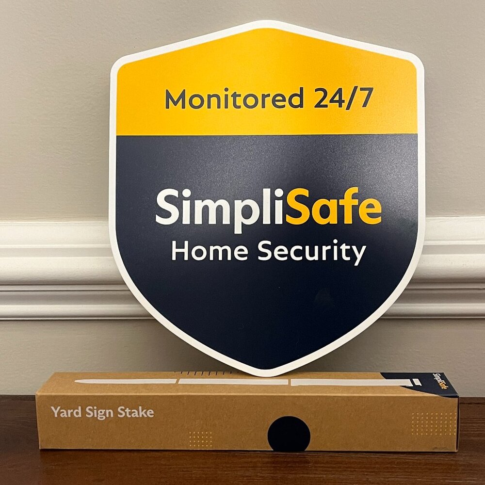 BNIB! New SimpliSafe Yard Sign with BLACK Heavy Duty Stake LATEST COLOR SCHEME!